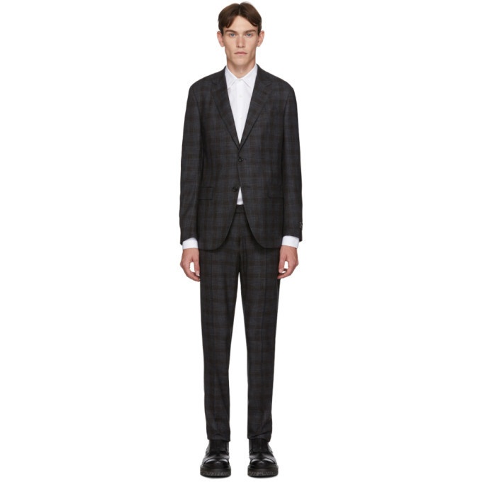 Photo: Ermenegildo Zegna Grey Wool Check Milano Easy Suit