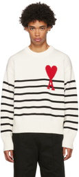 AMI Paris White Ami De Cœur Sweater