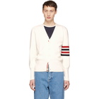 Thom Browne White Milano Stitch Four Bar Cardigan