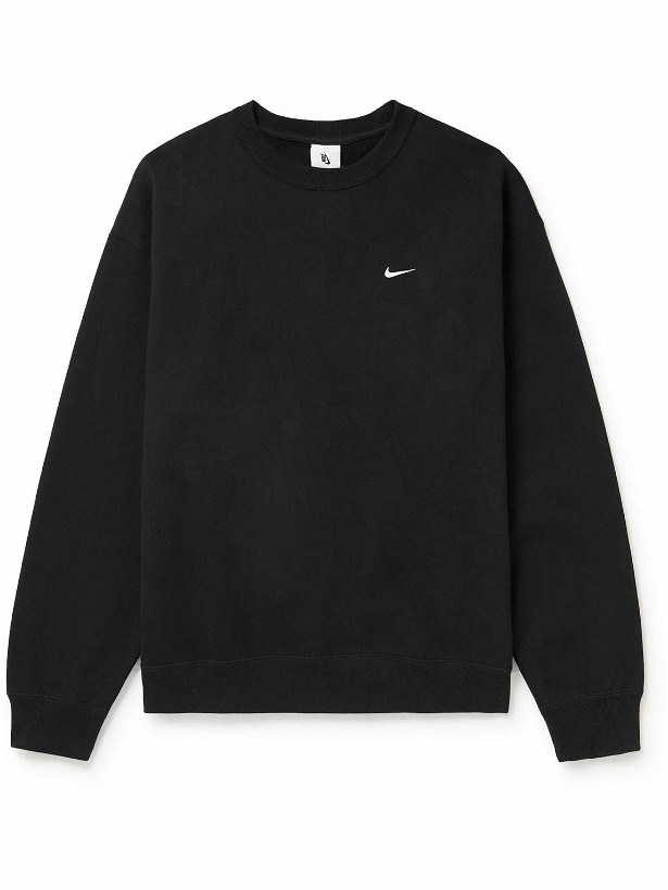 Photo: Nike - Logo-Embroidered Cotton-Blend Jersey Sweatshirt - Black