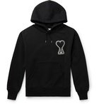 AMI - Logo-Appliquéd Loopback Cotton-Jersey Hoodie - Black