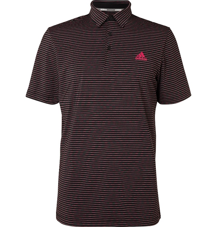Photo: Adidas Golf - Ultimate365 Space-Dyed Striped Stretch-Jersey Golf Polo Shirt - Black