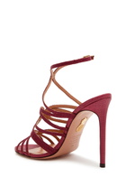 Aquazzura Serenade 105 Raffia Sandals Burgundy