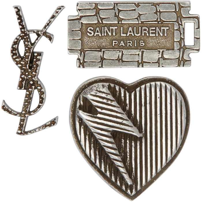 Photo: Saint Laurent Set of Three Logo Pins