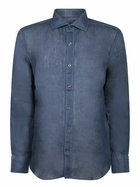 120% Lino Slim Fit Faded Blue Linen Shirt