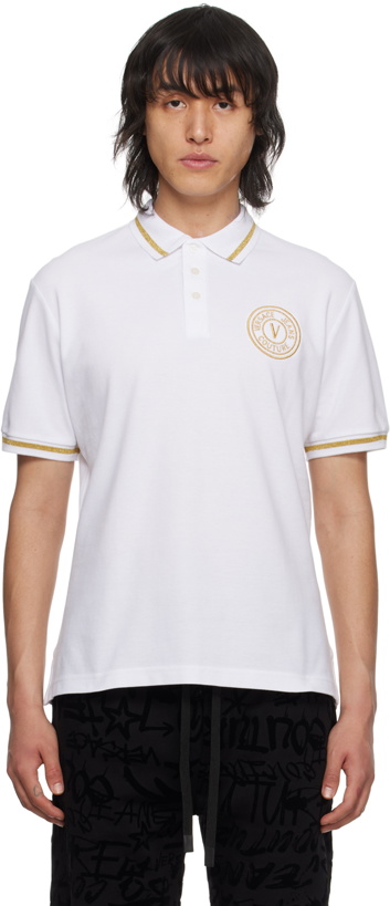 Photo: Versace Jeans Couture White V-Emblem Polo