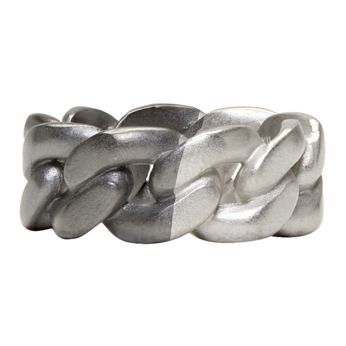 Photo: Maison Margiela Silver and Black Chain-Link Ring