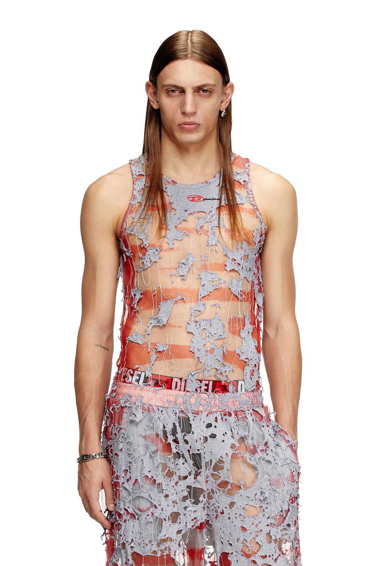 Diesel Destroyed tank top in devoré jersey - T-Shirts - Unisex