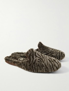 Manolo Blahnik - Montague Shearling Slippers - Brown