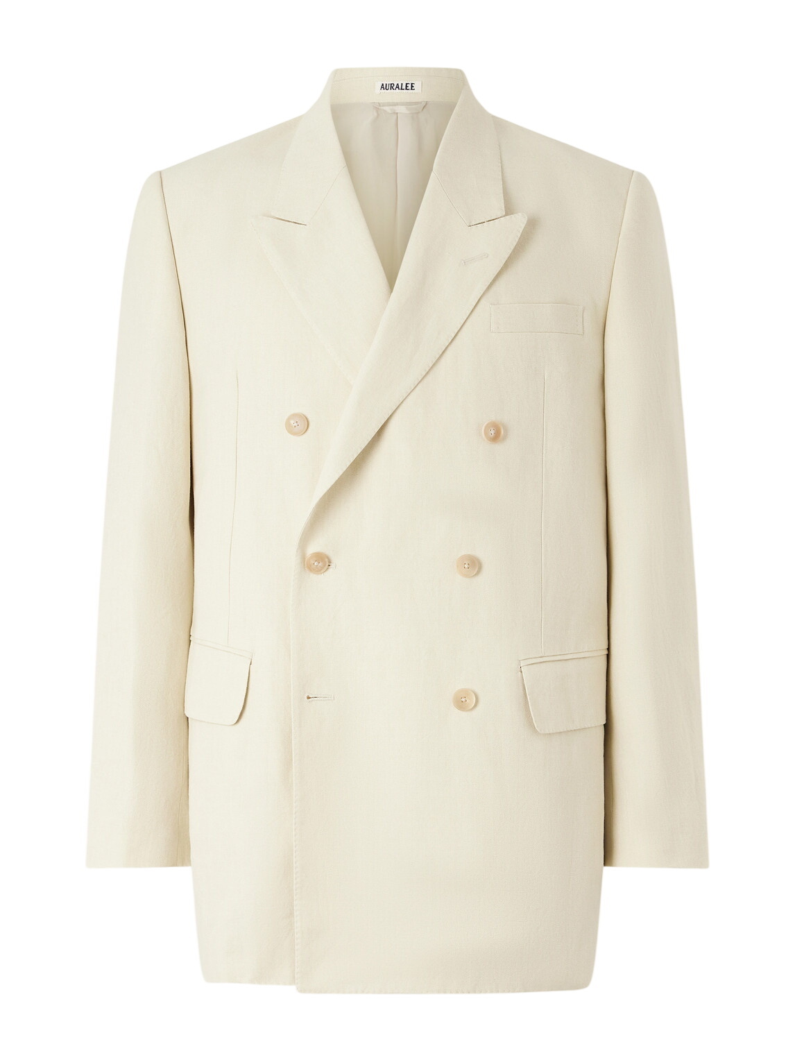 AURALEE Beige and Grey Light Melton Double-Breasted Coat Auralee