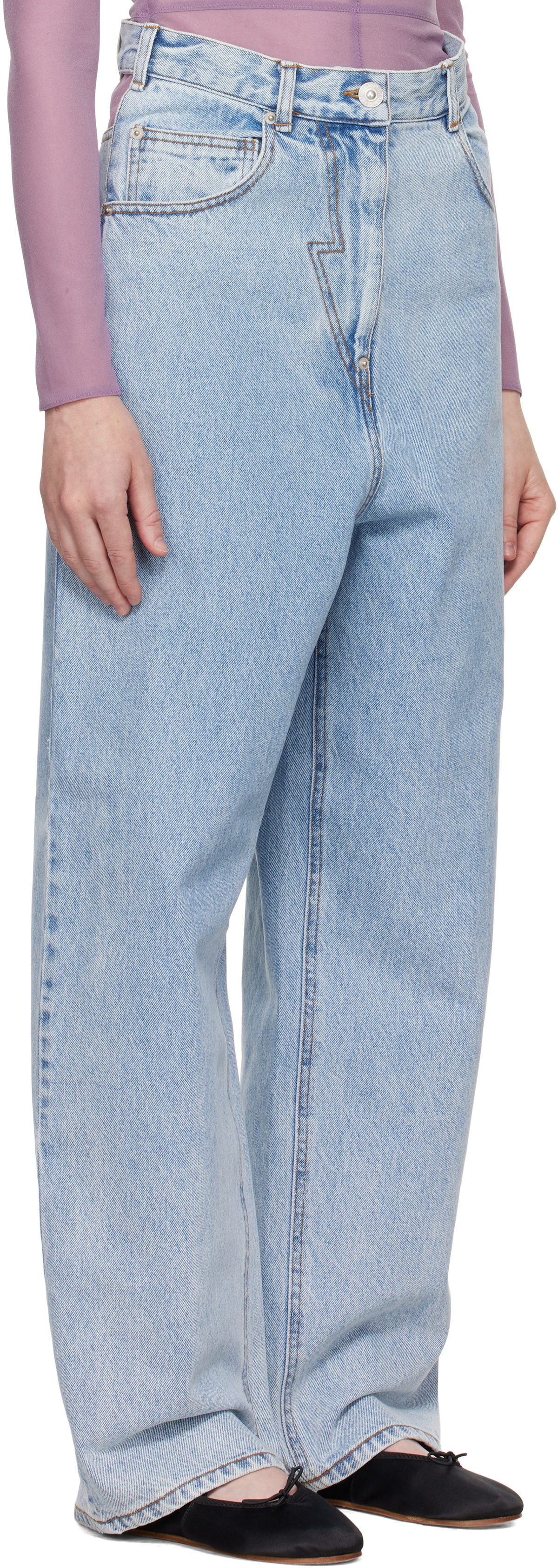 Pushbutton Blue Panty Cutout Jeans