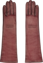 MM6 Maison Margiela Burgundy Agnelle Edition Mid-Length Leather Gloves
