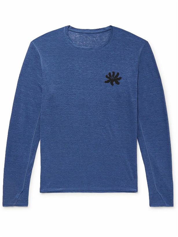 Photo: DISTRICT VISION - Sukha Logo-Print Hemp-Jersey T-Shirt - Blue