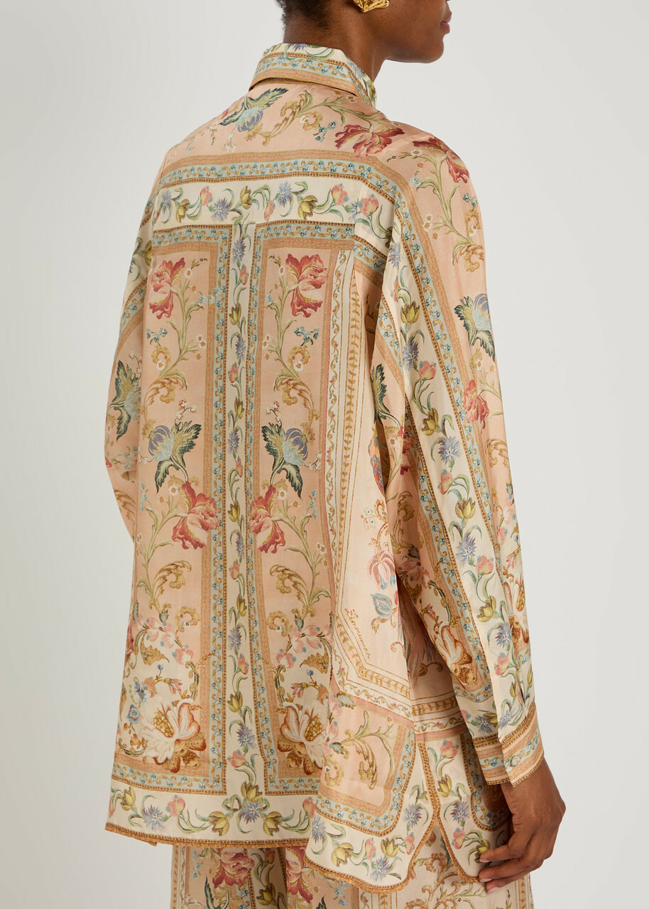 Zimmermann Roselight Printed Silk Shirt Pink