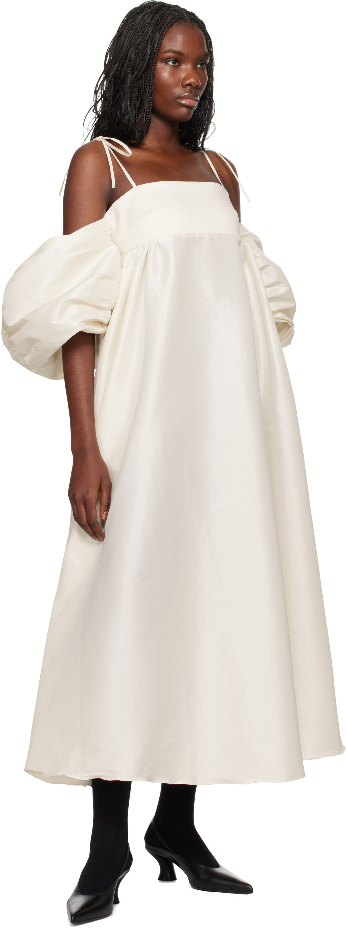 Kika Vargas Off-White Roberta Midi Dress