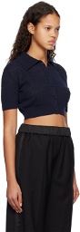 System Navy Cropped Cardigan
