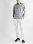 Peter Millar - Amble Slim-Fit Cotton and Cashmere-Blend Piqué Polo Shirt - Gray