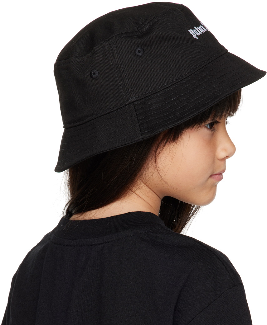 Palm Angels Kids Black Logo Bucket Hat
