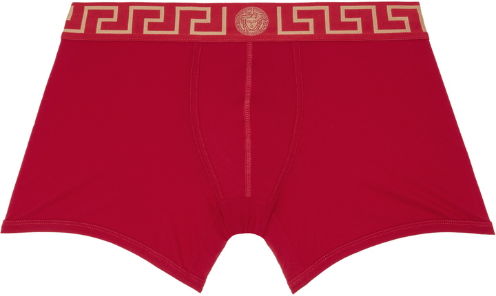 Photo: Versace Red Cotton-Jersey Long Boxer Briefs
