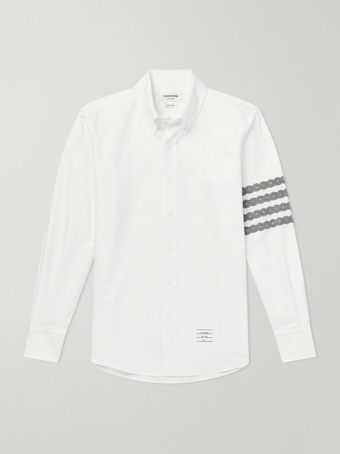 Thom Browne - Logo-Appliquéd 4-Bar Embroidered Cotton-Oxford Shirt - White