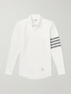 Thom Browne - Logo-Appliquéd 4-Bar Embroidered Cotton-Oxford Shirt - White