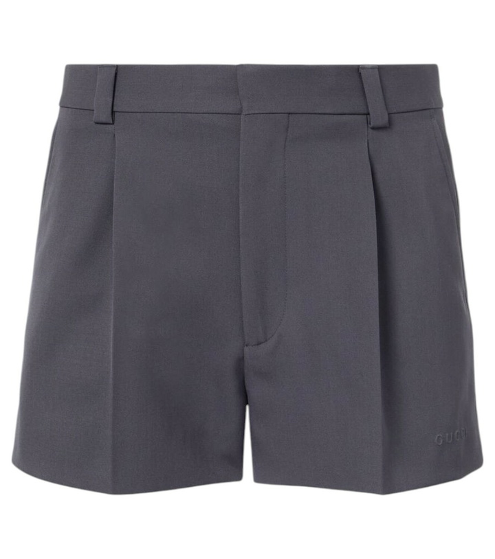 Photo: Gucci Logo pleated wool shorts