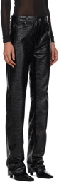 LU'U DAN Black Croc Faux-Leather Trousers