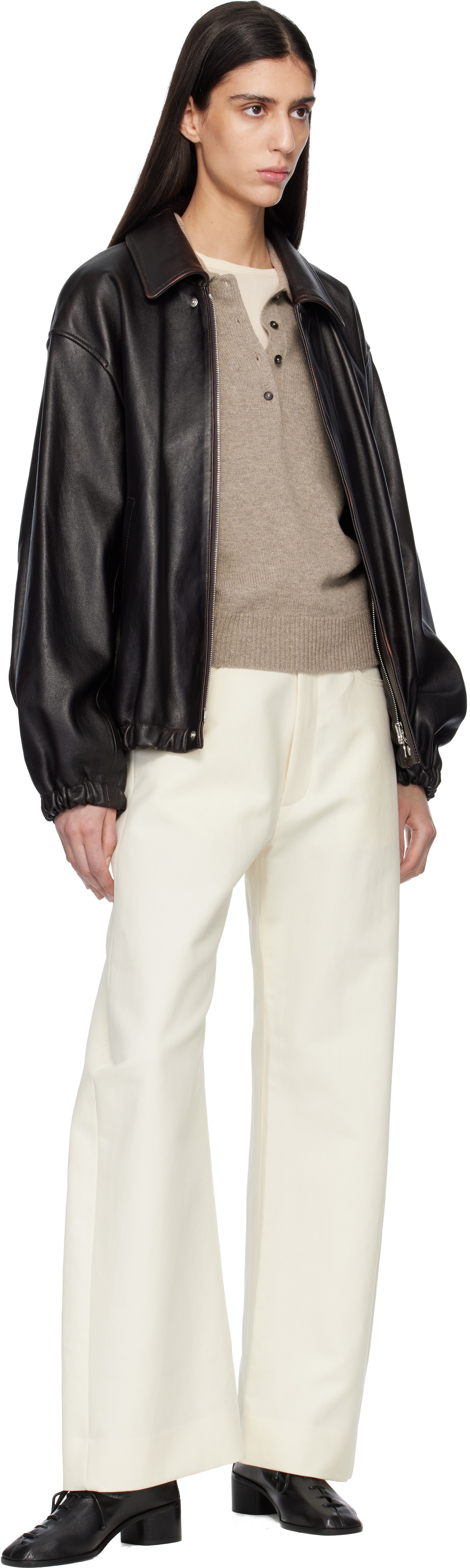 ssstein Black Sheep Leather Zip Short Jacket