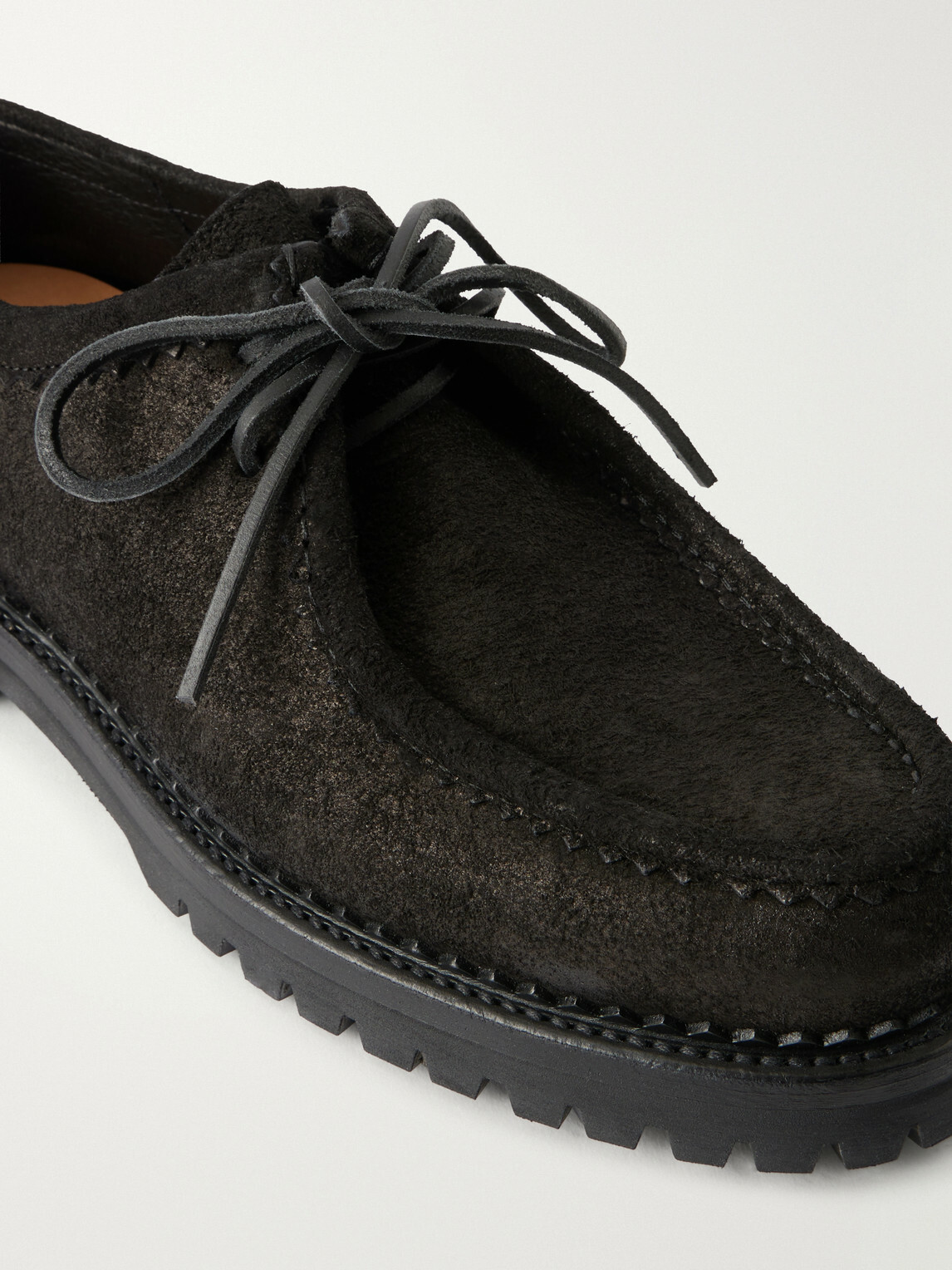 YUKETEN TYROLIAN SHOES US９ Yuketen - Sibillini Tyrolean Waxed Suede Derby Shoes - Black Yuketen