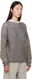 ROA Beige & Gray Vortex Crewneck Sweater