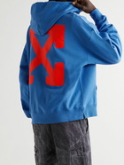 Off-White - Logo-Print Cotton-Jersey Hoodie - Blue