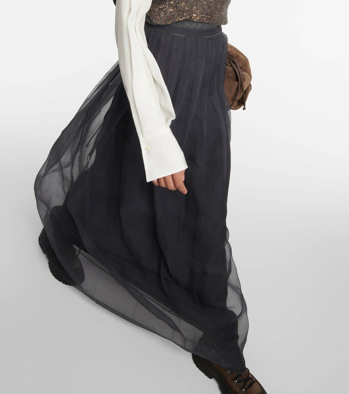Brunello Cucinelli Pleated silk chiffon maxi skirt
