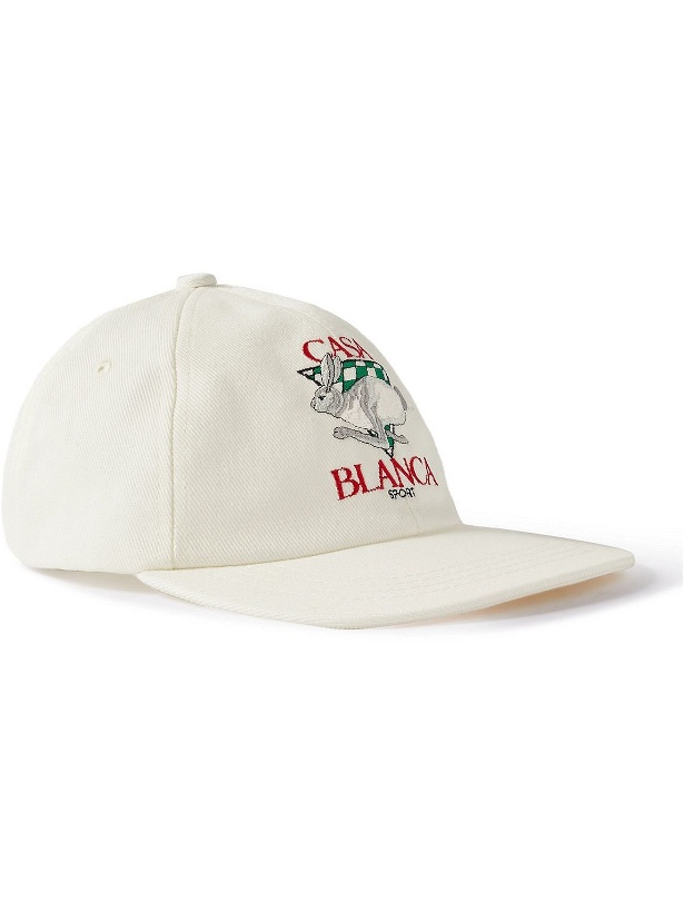 Photo: Casablanca - Logo-Embroidered Cotton-Twill Baseball Cap - Neutrals
