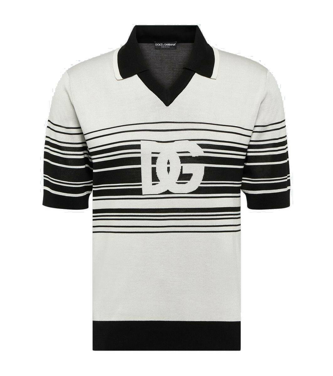 Photo: Dolce&Gabbana Logo striped silk jacquard polo shirt