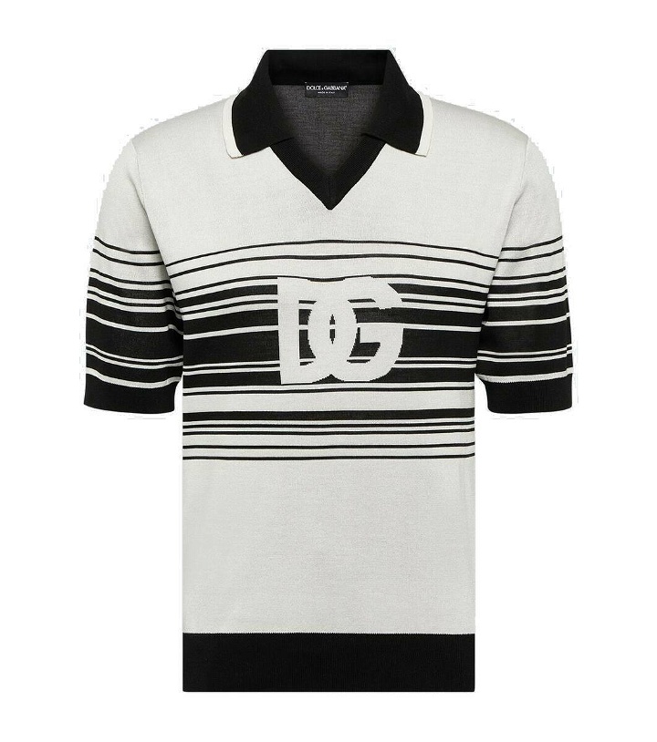 Photo: Dolce&Gabbana Logo striped silk jacquard polo shirt