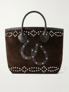 BODE - Studded Leather-Trimmed Suede Tote Bag - Brown