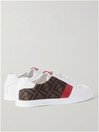 FENDI - Leather and Logo-Jacquard Sneakers - White
