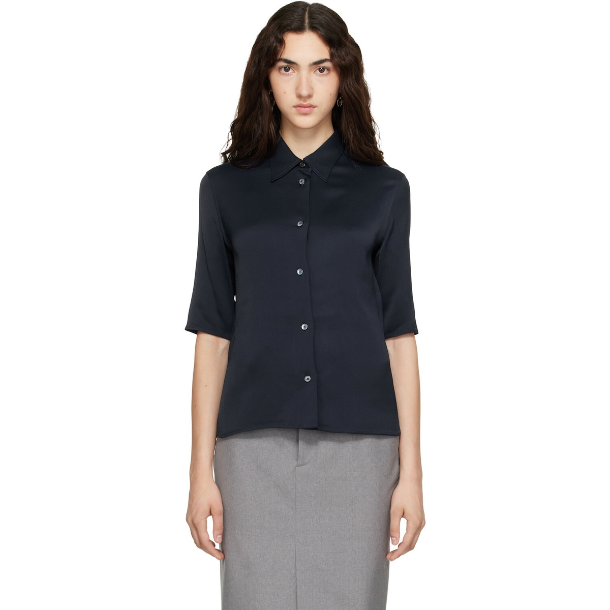 Jil Sander Navy Envers Satin Shirt