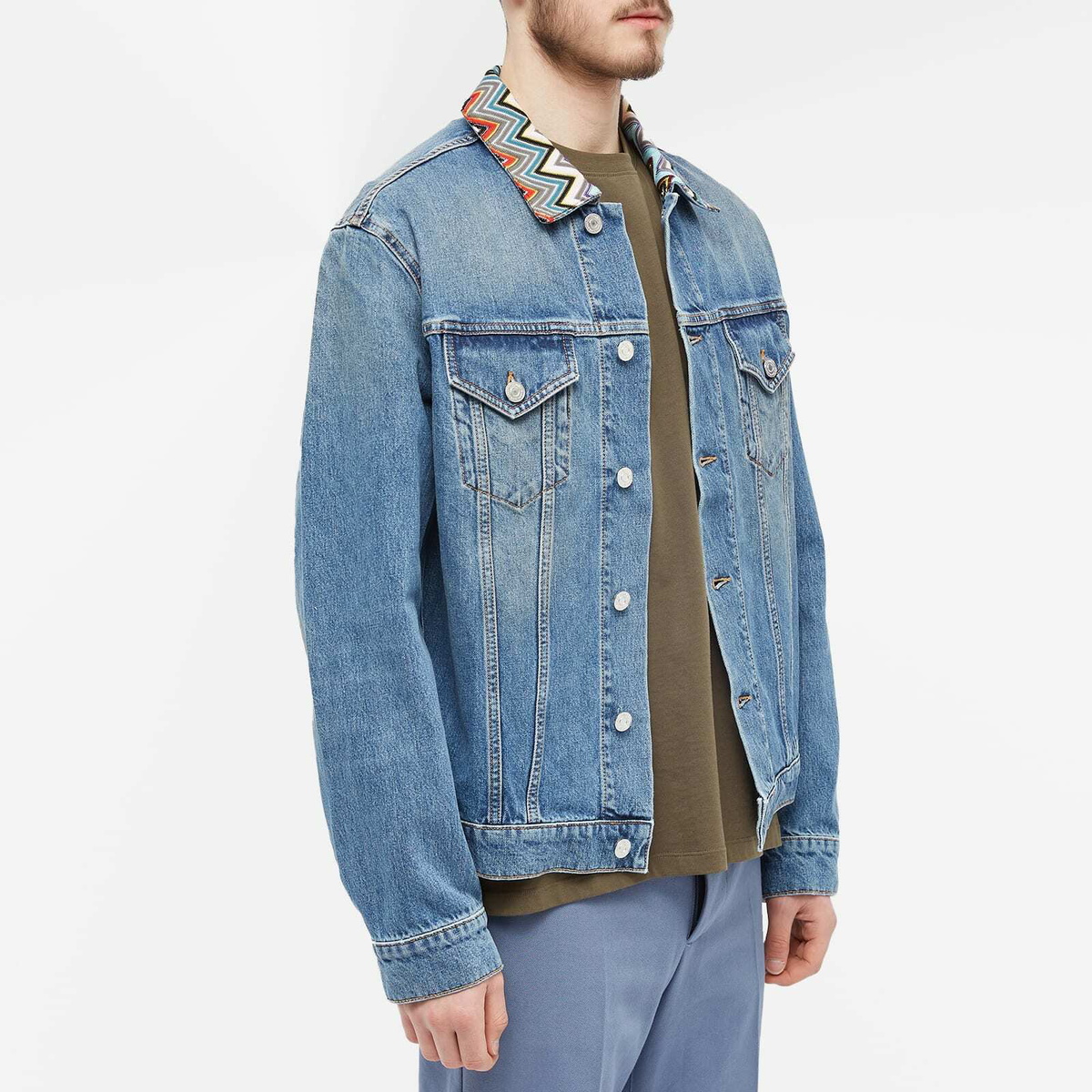定価18.7万 MISSONI 2023 ニット切替 デニムジャケット 42 定価18.7万 MISSONI 2023 ニット切替 デニムジャケット 42