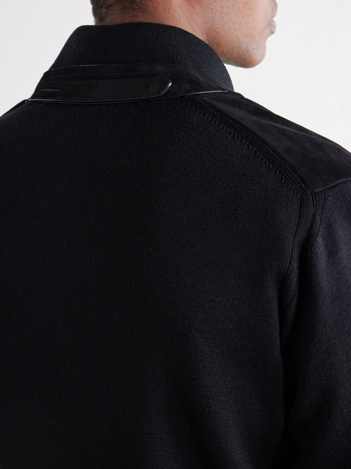 TOM FORD - Suede and Milano Stitch Wool Bomber Jacket - Black