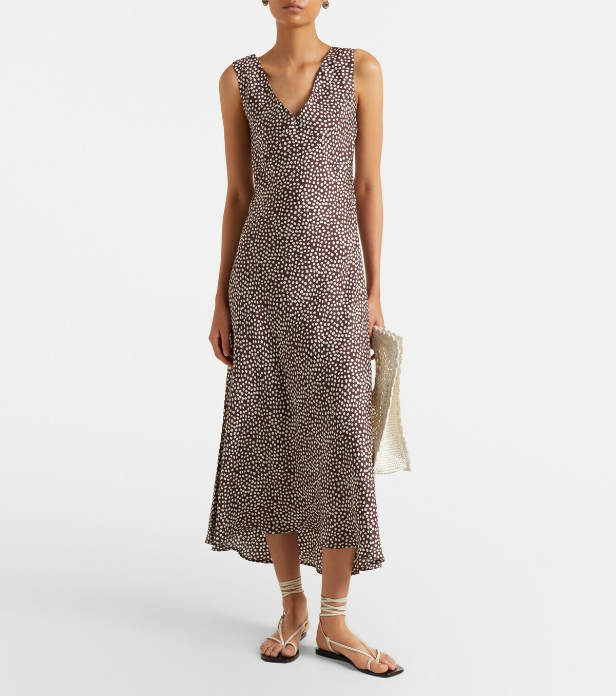 Asceno Provence polka-dot silk twill slip dress