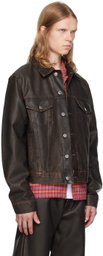 Sunflower Brown Distressed Faux-Leather Jacket