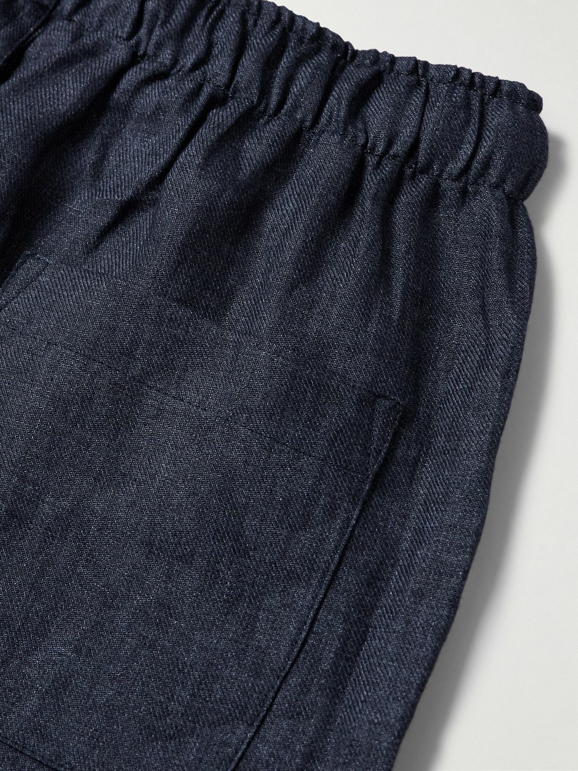 De Petrillo - Slim-Fit Straight-Leg Linen Drawstring Shorts - Blue