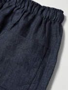 De Petrillo - Slim-Fit Straight-Leg Linen Drawstring Shorts - Blue