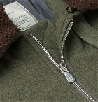Brunello Cucinelli - Shearling-Trimmed Wool and Cashmere-Blend Felt Bomber Jacket - Men - Army green
