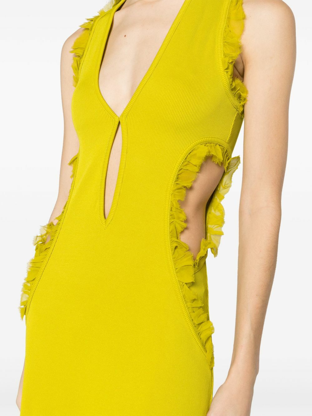 Christopher Esber Green Carina Ruffle-Trim Midi Dress Christopher Esber