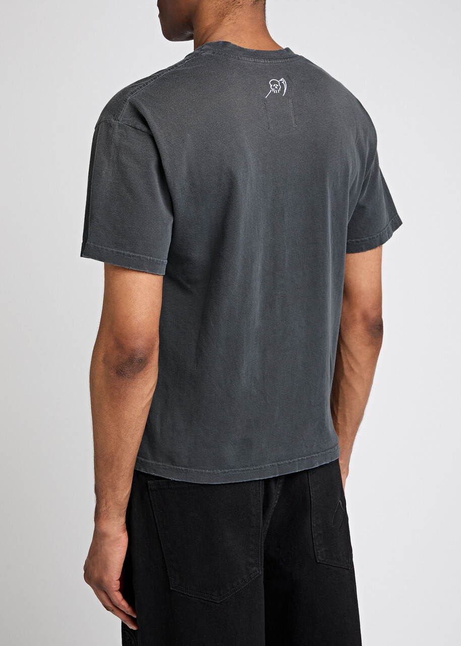 Warren Lotas Mirror Printed Cotton T-shirt Black