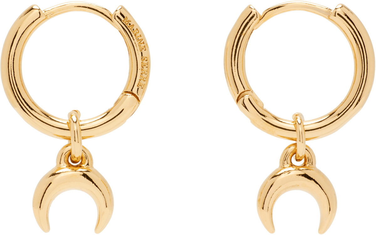 Marine Serre Regular Brass Moon Mini Earrings