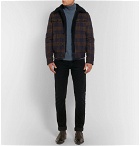 Tod's - Shearling-Lined Checked Wool Bomber Jacket - Navy