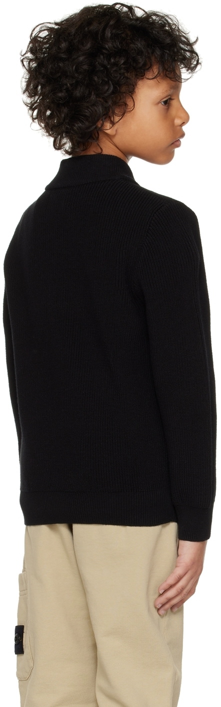 Stone Island Junior Kids Black Zip-Up Sweater